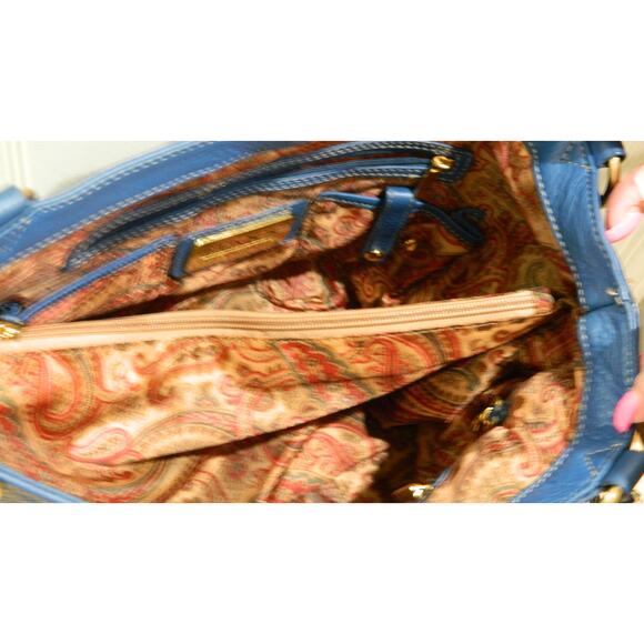 Maxx New York Signature Purse Handbag Blue Leather - Picture 5 of 10